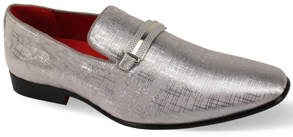 silver dress shoe